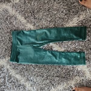Green velvet leggings